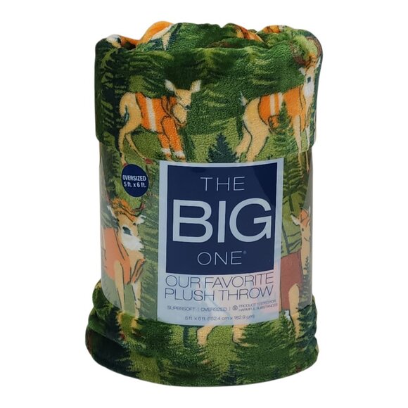 The Big One Oversized Soft Plush Throw Blanket 5ft X 6ft Deer Hunter Polyester - Picture 1 of 9
